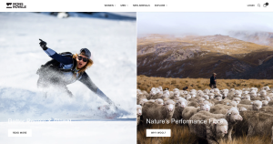 Image of a person skiing next to an image of a lot of sheep