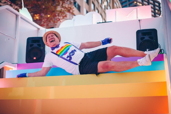 Outforce executive sponsor Barry Dietrich championing equality aboard the Salesforce float.