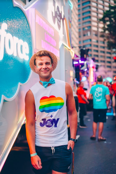 James posing at Oxford Street