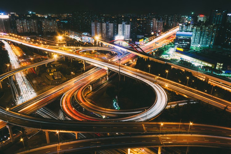 Highway system at night