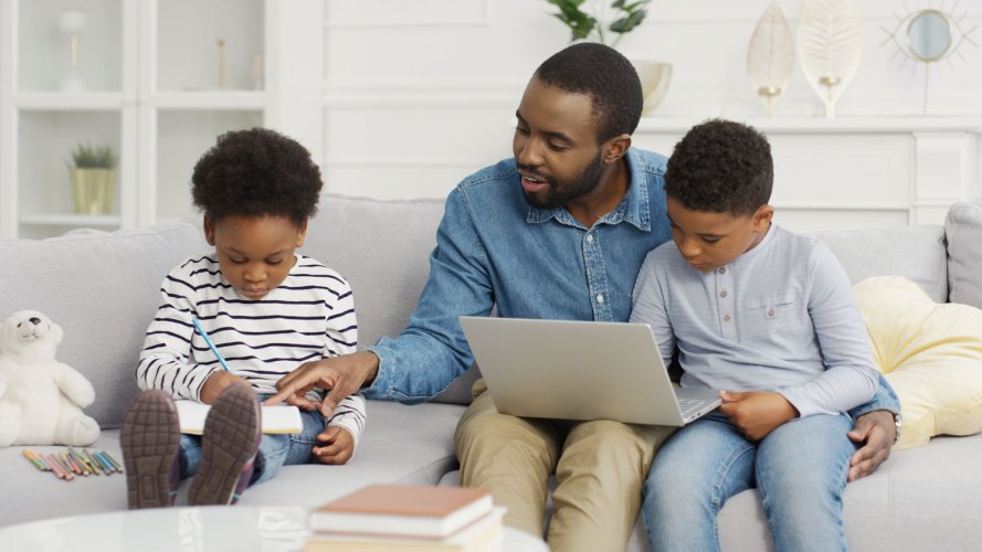 Image of father with two children inclusive parents crisis