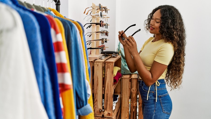 Woman shops for sunglasses: Retail strategy