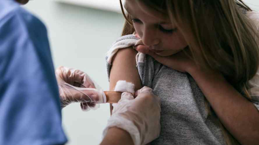 Girl receives a jab