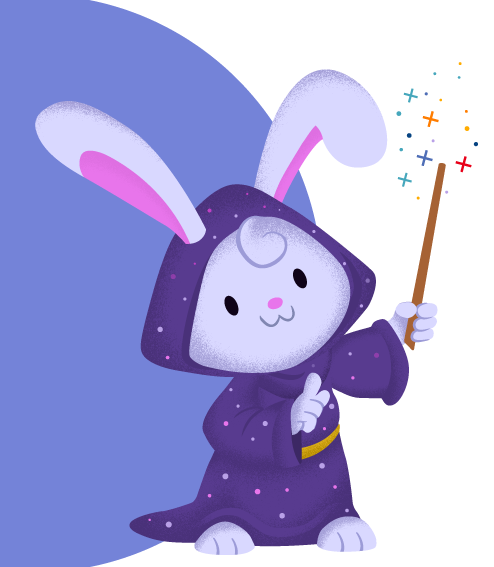 Genie the rabbit illustration with magic wand