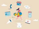 Illustration of girl shopping / Keep Your B2C Commerce Platform Secure During Peak Shopping Seasons