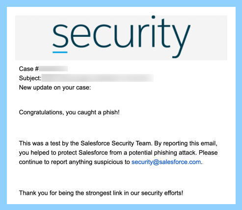 Screenshot of a security phishing email simulation. 