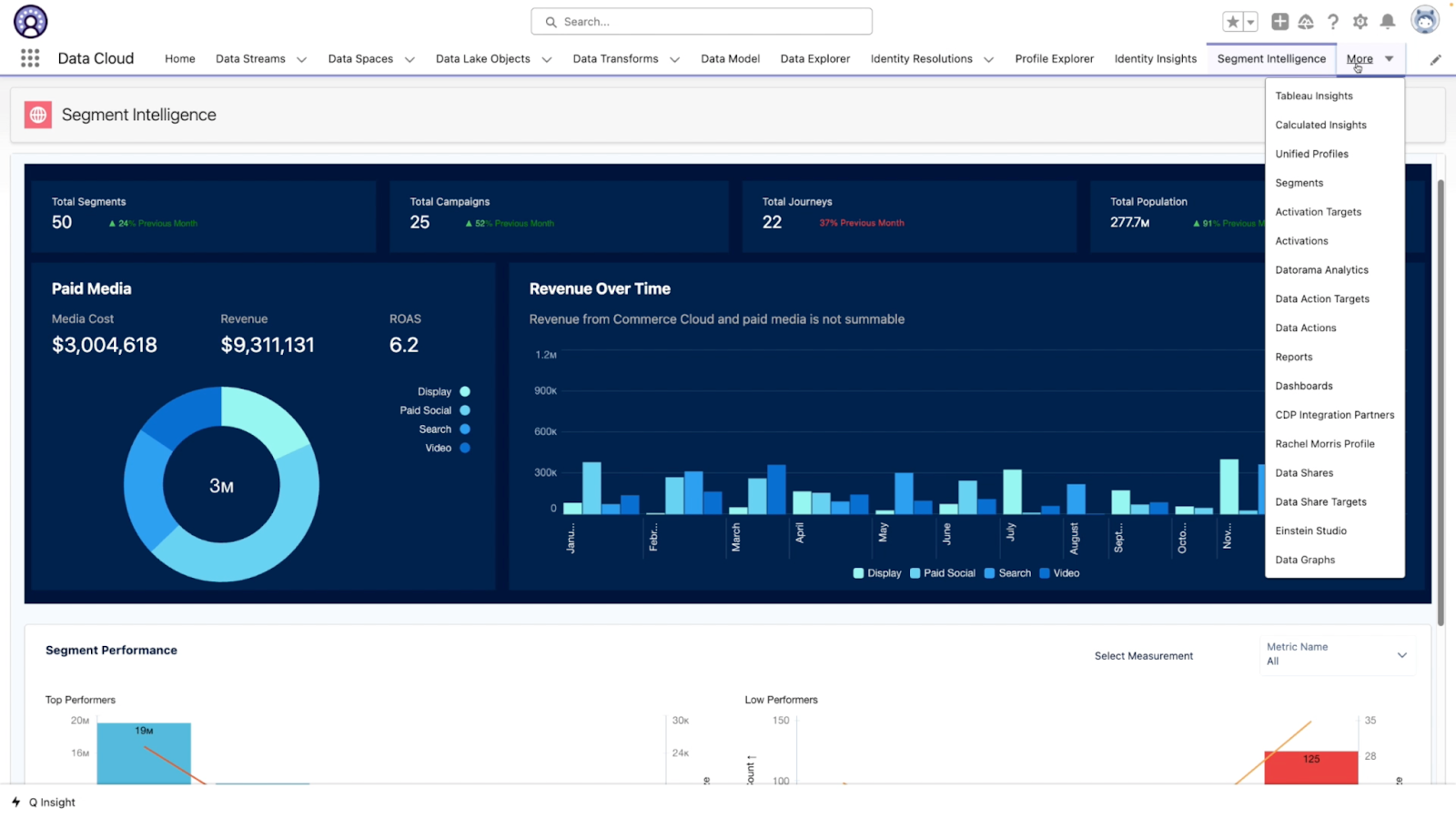 Screenshot of Salesforce Data Cloud, showing Segment Intelligence / first-party data, third-party cookies