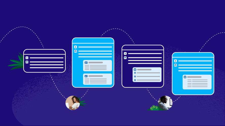 Illustration of four responses in varied formats from an AI assistant