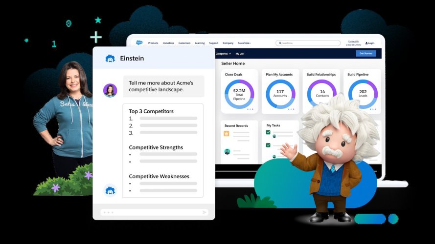 Salesforce AI screenshots with Einstein and a Salesblazer