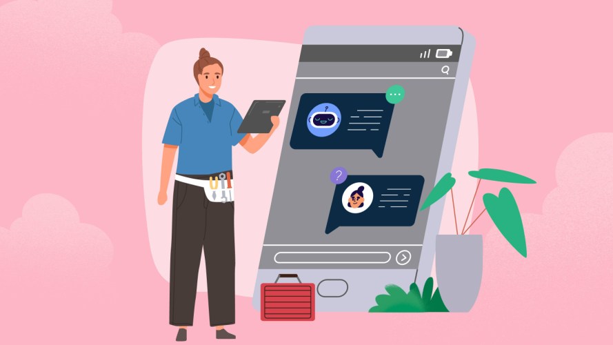 A field technician uses conversational AI on the job.