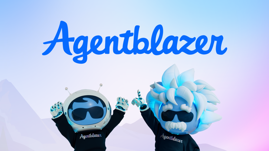 Salesforce characters representing Agentforce and Einstein.