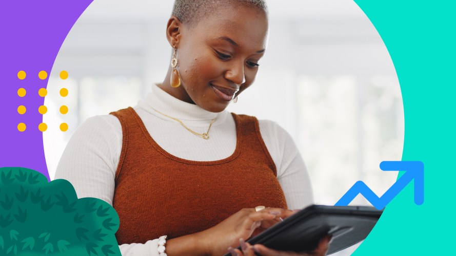 How to increase sales: A woman uses a tablet.