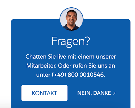 Hinweis auf einen Chatbot auf einer Website