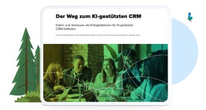 Titelbild der Forrester Studie KI CRM auf einem Tablet