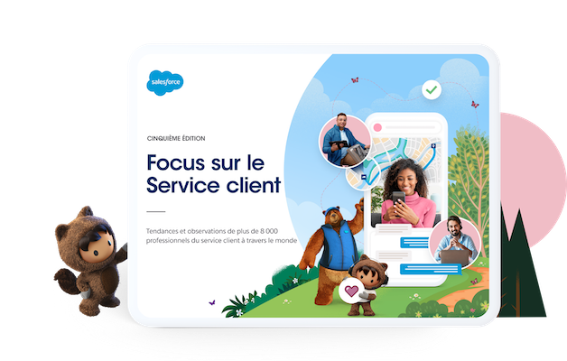 Astro tenant une tablette avec Couverture du livre blanc Focus sur le service client