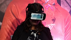 Woman wearing VR headset