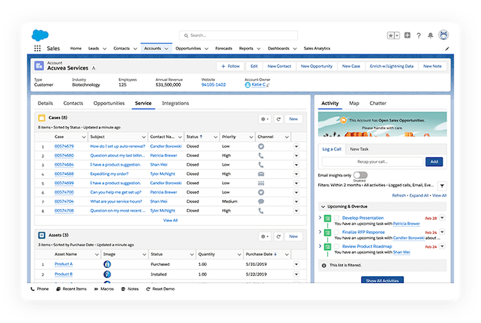 Combined Sales and Service dashboard