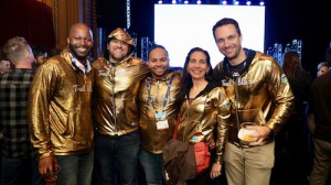 Trailblazers wearing their Golden Hoodies