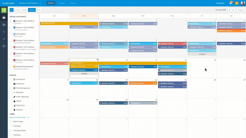 Social Studio Publish lets you create, publish, and promote content to any number of social accounts across multiple social networks.