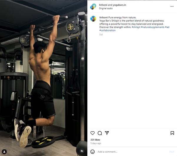 Image of an Instagram post of a man doing pull ups.