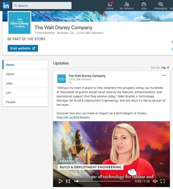 Disney mette in evidenza come i dipendenti portano la magia in questa campagna sul social media di LinkedIn