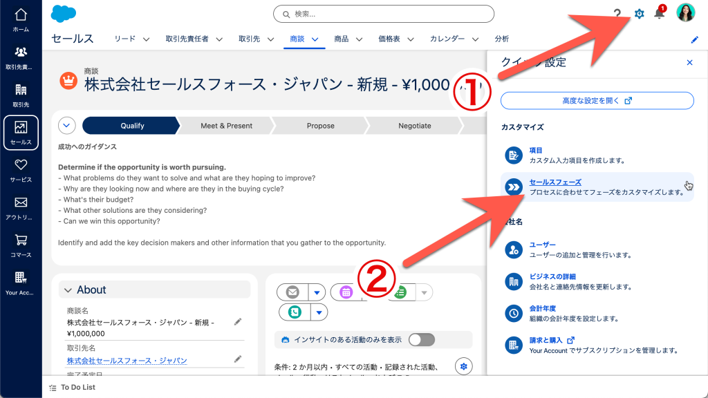 商談のフェーズをカスタマイズしよう（図表2）