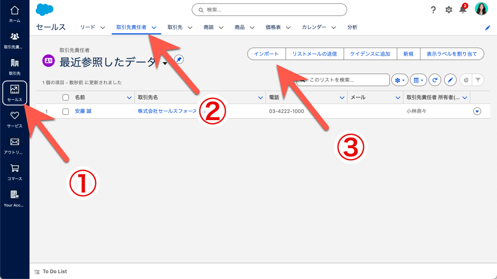 取引先責任者データをインポートしよう（図表1）