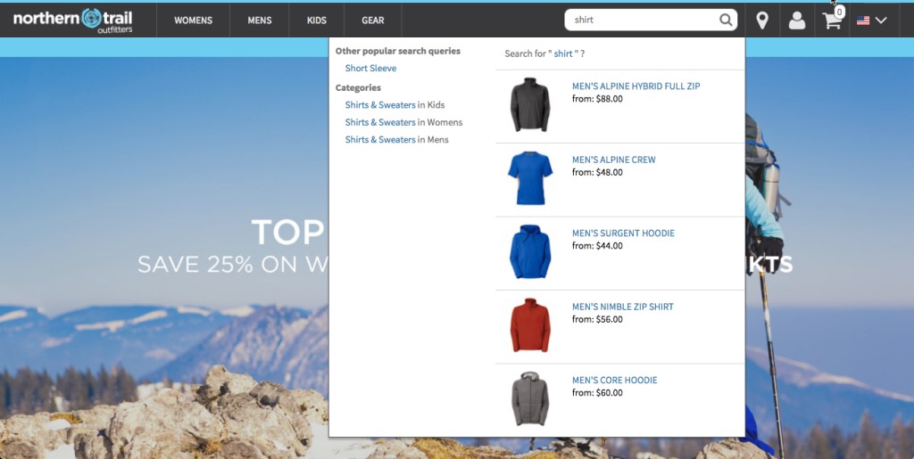 Commerce Cloud powers NTO's search function in their commerce experience.