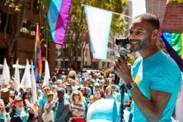 Salesforce Chief Equality Officer Tony Prophet shared some words at the 2019 Pride parade.