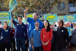 Marc Benioff campaigned for Prop C at Dolores Park on November 3, 2018 and in Chinatown on October 21, 2018.