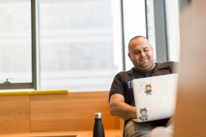 man working from computer