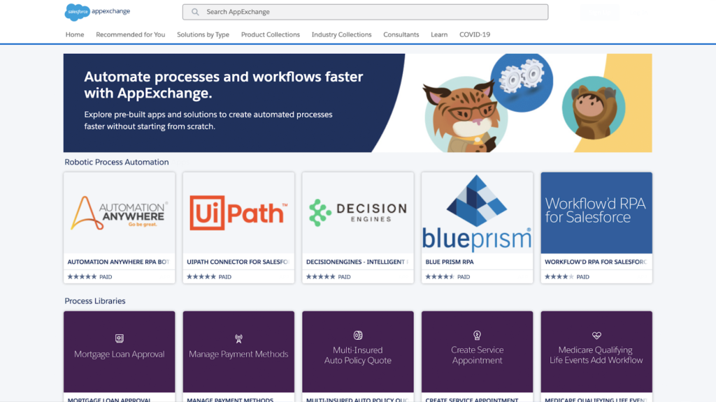 Einstein Automate AppExchange page surfaces relevant automation solutions