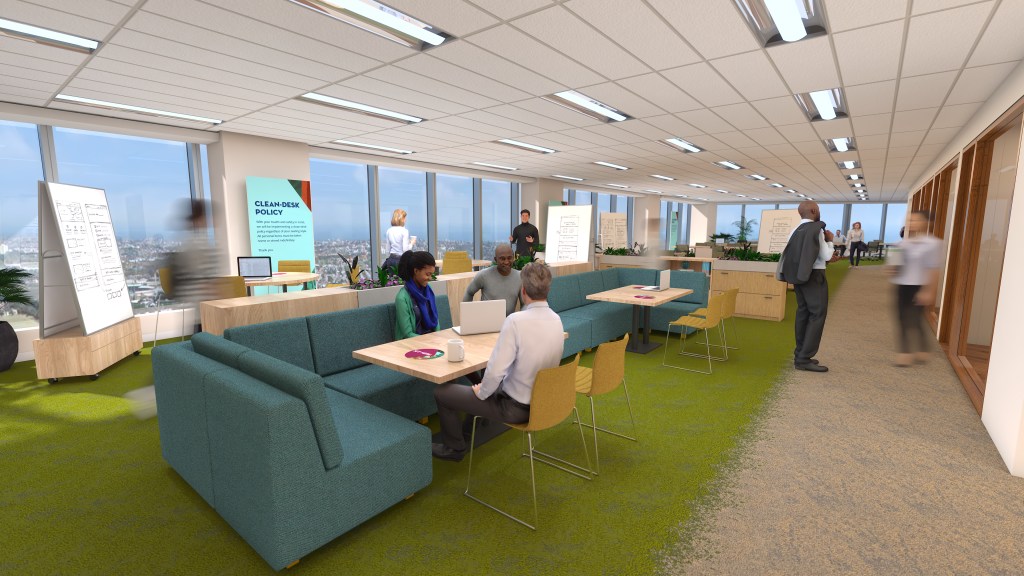 Office of the future - less desks, more collaboration space