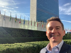 Patrick Flynn outside the UN