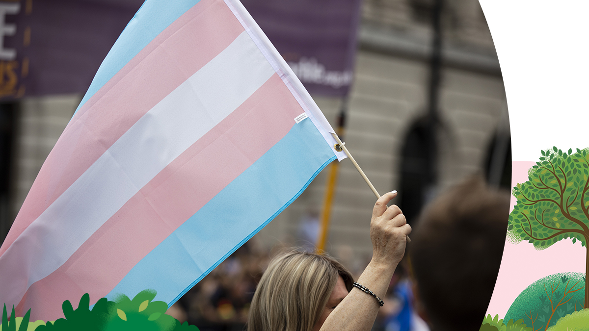 Woman holding flag