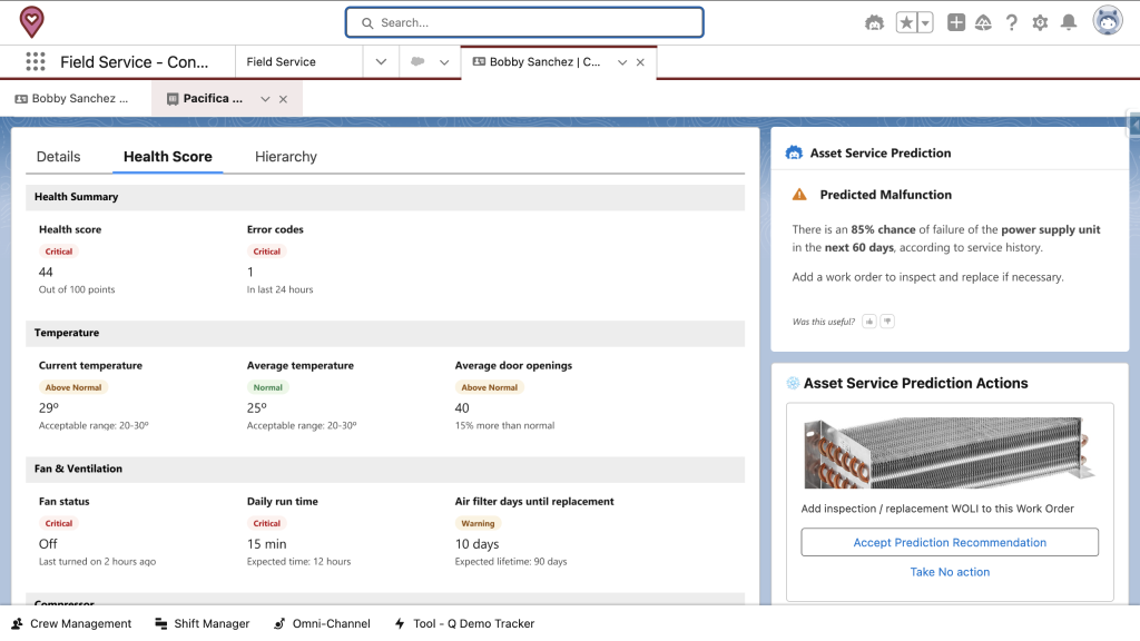 Asset Service Prediction lets field service organizations proactively address issues for assets before problems occur.